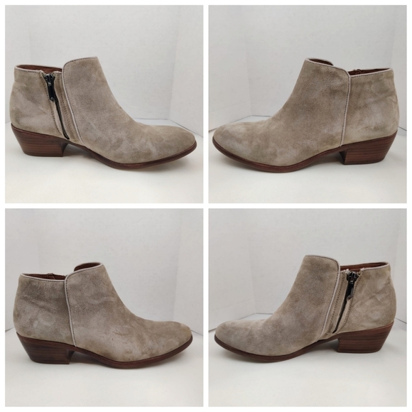 SAM EDELMAN Petty Chelsea Ankle Booties Suede Tan Women 7.5M Low Heel Almond Toe - Picture 2 of 16